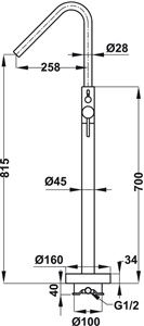 Bộ trộn bồn tắm đặt sàn Roots Hafele 495.61.177